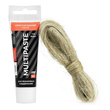 комплект паста уплотнительная универсальная MULTIPASTA (вода, пар, газ) 25 гр + лён Premium в тубе паста уплотнительная masterpak в тубе   пар 70 г