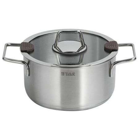 кастрюля TALLER Cascade 3л 20см нерж.сталь стеклянная крышка индукция посуды mallony mediano 6 предм 1 9 2 6 3 6л 16 18 20см нерж индукция