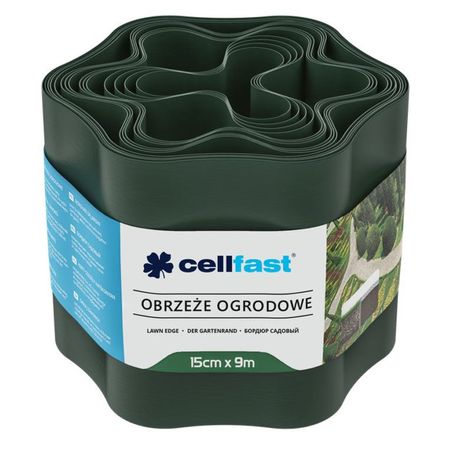 лента бордюрная CELLFAST гофра 15cм тёмно-зелёная 9м лента бордюрная cellfast гофра 15cм графит 9м
