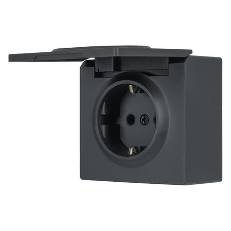 розетка 1 пост LEZARD Leto с/з ПБТ с крышкой графит розетка компьютерная 1 пост lezard leto графит
