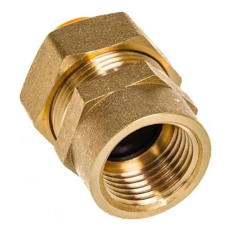 муфта газовая STAHLMANN (F) 15х1/2 ВР латунь для гофрированной трубы в желтой оболочке