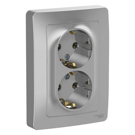 розетка 2 поста SYSTEME ELECTRIC Blanca с/з б/ш 16А 250В алюминий otom мотоциклетная фоторучка в сборе кованый алюминий для kews k23 loncin mt250 запчасти для кроссового мотоцикла мотокросса эндуро