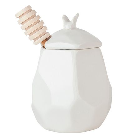 банка для меда NOUVELLE HOME Naturel 0,37л 9х9х13см с ложкой фарфор бамбук деревянные китайские палочки для еды с ложкой бамбук