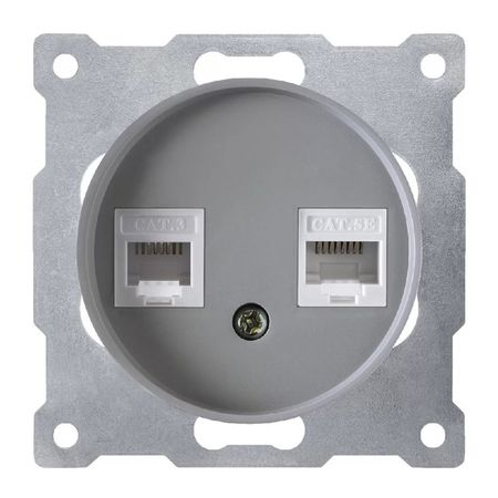 розетка 2 поста телефон/компьютер RJ11/RJ45 кат.5e ONEKEYELECTRO Florence серый eleabc rj11 6p6c сетевой разъем 6pin