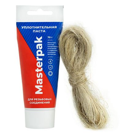 комплект паста уплотнительная Masterpak (вода, пар) 70 г + лён в тубе паста уплотнительная masterpak для воды 70 г