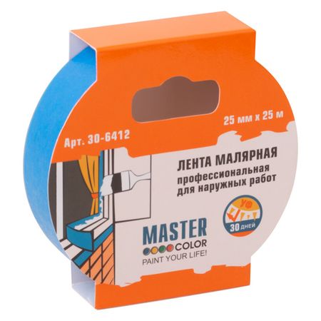 лента малярная Master Color  профессиональная 25мм x 25м термостойкая, арт.30-6412