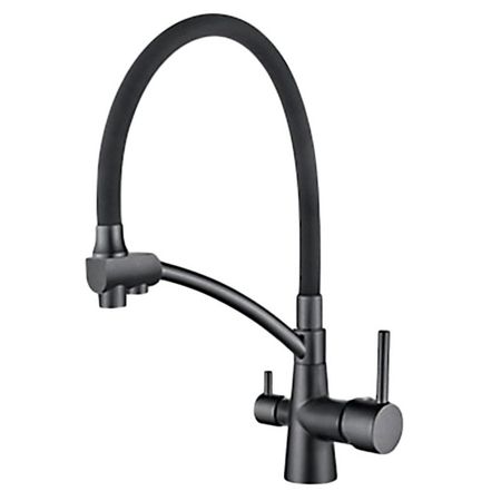 смеситель для кухни LEDEME L4855U-12 гибкий поворотный излив канал для фильтра латунь графит гибкий кабель канал jin ao 25х38 закрытый планки открываются 1 метр быстрая доставка из россии