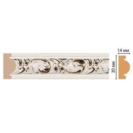 молдинг DECOMASTER 30х13х2400 мм белый полистирол, арт.157-54 молдинг decomaster 51х11х2400 мм полистирол арт 156 6