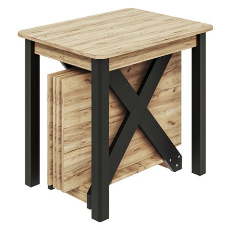 стол раздвижной NOVUS 2 795х600/2600х750мм дуб крафт золотой/черное дерево МДФ/ЛДСП тумба лофт 800х355х450мм дуб крафт лдсп