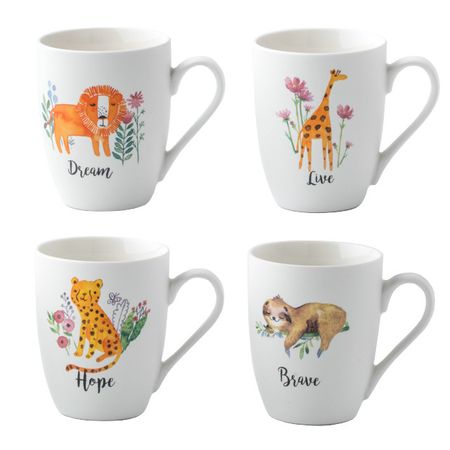 набор кружек TODELIA Животные 340мл костяной фарфор 4 шт детские наклейки животные 50 шт