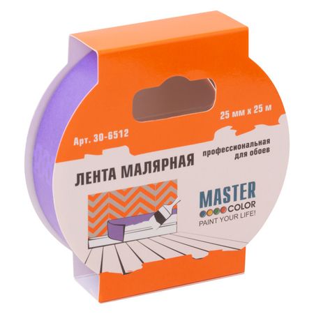 лента малярная Master Color для деликатных поверхностей 25мм x 25м термостойкая, арт.30-6512
