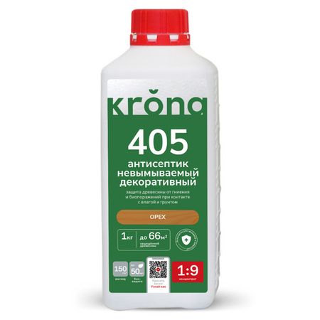 антисептик невымываемый декоративный KRONA 405 орех 1 кг, арт. 66320155