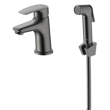 смеситель для раковины MILARDO Rora с гиг. душем латунь графит