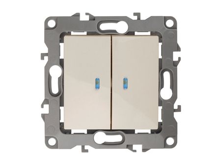 выключатель 2-клавишный ЭРА серия 12 с индикацией слоновая кость выключатель 2 клавишный эра   12 с индикацией слоновая кость