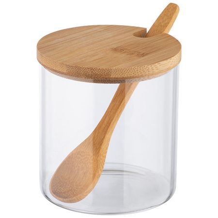 сахарница MALLONY Bambu 300мл стекло, бамбук с ложкой