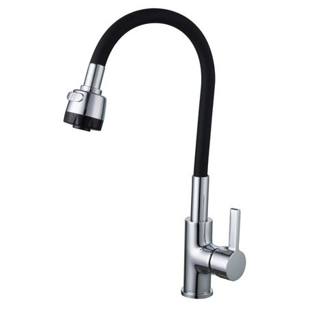 смеситель для кухни VITARTA FF6447 гибкий излив 210мм черный, хром