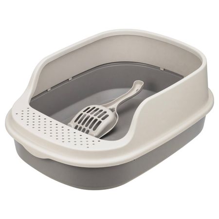 лоток для кошек IDEA Ля-мурр с высоким бортом 10см + совок 480х355мм капучино