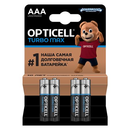 батарейка OPTICELL Турбо Макс 1,5В алкалиновая AAА 4шт батарейка opticell алкалиновая 9v 1 шт