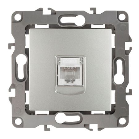 розетка компьютерная 1 пост ЭРА серия 12 RJ45 алюминий колпачки разъемов rj45 famcdi много ные