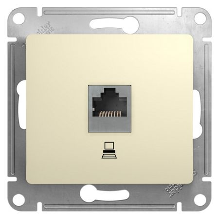 розетка компьютерная 1 пост SYSTEME ELECTRIC Glossa RJ45 категория 5 бежевый колпачки разъемов rj45 famcdi много ные