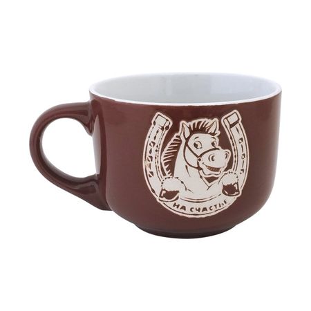 чашка джамбо Подкова 500мл керамика коричневый