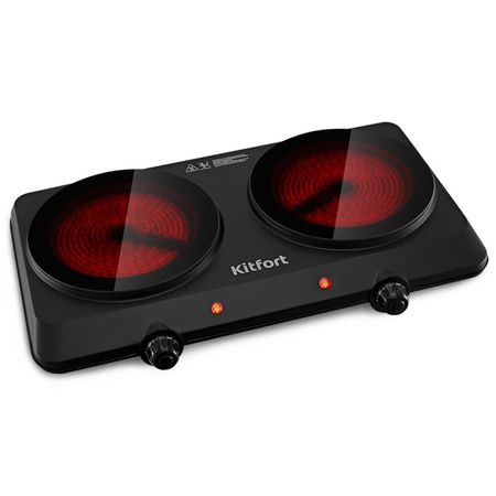 плитка инфракрасная KITFORT КТ-169 2500Вт 2 конфорки черный