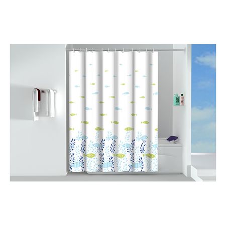 занавеска для ванной OFELIS Рыбки 180х2000см полиэстер белая тияна шифоновая занавеска белая