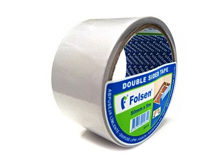 лента клейкая двусторонняя FOLSEN ПП 50ммх5м, арт.03111505 лента клейкая двусторонняя folsen пп 50ммх5м арт 03111505
