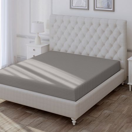 простыня на резинке VEROSSA Страйп/Stripe 160х200х30см сатин-страйп серая, арт.784499 пододеяльник cottonika 145х215см сатин страйп серый арт пд1 5стр сер