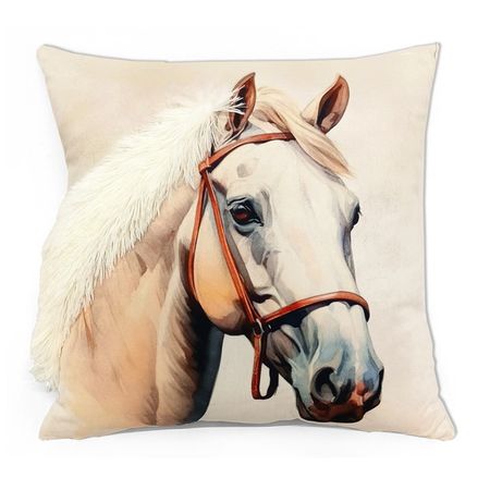 подушка декоративная Лошадь с гривой 40х40см белая, арт.ПД-Грива Б трафарет для живописи лошадь beebeecraft