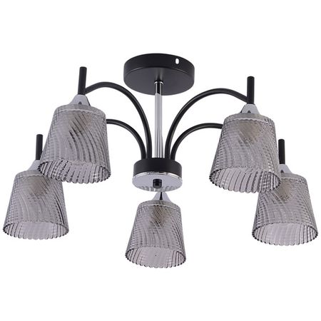 люстра потолочная SCHAFFNER Midita E14 40Вт стекло металл чёрный хром