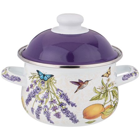 кастрюля AGNESS Прованс Лимоны 1,5л 16см эмал.сталь с крышкой ковш metrot одуванчик 1 6л 16см эмал без крышки