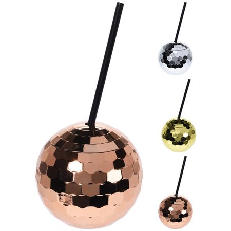 кружка Диско-шар с трубочкой 550мл пластик