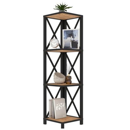 стеллаж MAKE MEBEL Лофт Слим-4 291х291х1120мм 9005 муар Дуб Вотан