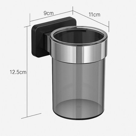 стакан настенный липучка пластик черный прозрачный