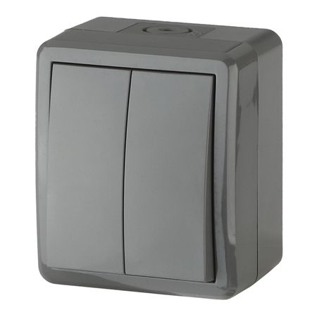 выключатель 2-клавишный ЭРА Эксперт IP54 серый зажим для крышки бардачка ручка замка в сборе для suzuki sx4 swift 2007 2013 серый 7343063 j02p4z 7343063 запасные части j02v6n