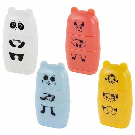 точилка с ластиком BRAUBERG Зверушки  2 в 1 ассорти moonbiffy форма огнетушителя точилка для карандашей