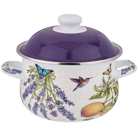 кастрюля AGNESS Прованс Лимоны 2л 18см эмал.сталь с крышкой