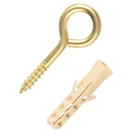 шуруп-кольцо 25х4,1х10мм латунир. с дюбелем 2шт шуруп крюк 6х60 hook 6 x60 mp