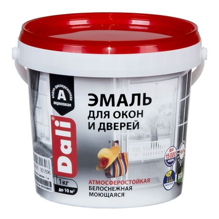 эмаль акриловая DALI для окон и дверей 1кг белая, арт.80189 эмаль акриловая dali для окон и дверей 1кг белая арт 80189