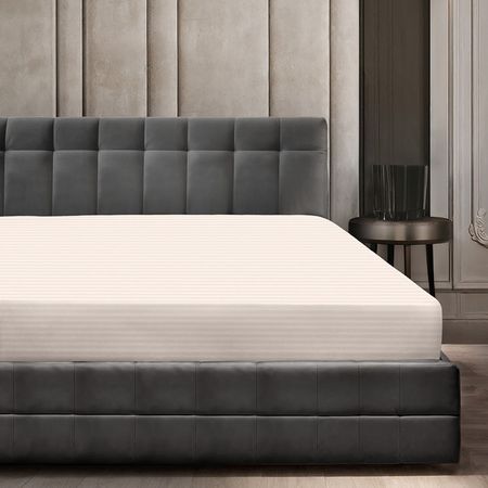 простыня на резинке VEROSSA Страйп/Stripe 160х200х30см сатин-страйп светло-бежевая, арт.925740 пододеяльник actuel сатин страйп светло   150х215 см