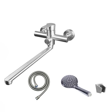 смеситель для ванны AQUEDUC длинный нержавейка сатин картридж для смесителя aqueduc 35мм