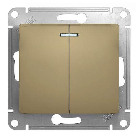 выключатель 2-клавишный SYSTEME ELECTRIC Glossa с индикацией титан выключатель 2 клавишный schneider electric glossa с индикацией титан