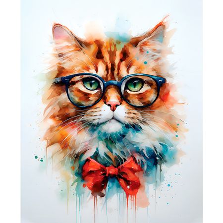 картина на холсте Кот в акварели 400х500мм постеры с животными на холсте