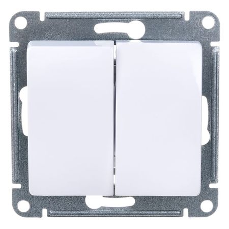 выключатель 2-клавишный SYSTEME ELECTRIC Glossa белый блок 3 клавишный выключатель и розетка schneider electric glossa б з белый