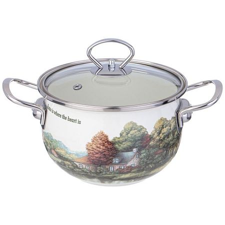 кастрюля AGNESS Family House 2л 18см эмал.сталь с крышкой