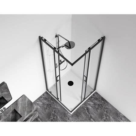 ширма душевая BAS Cube 90х90х190см квадрат алюминий черный