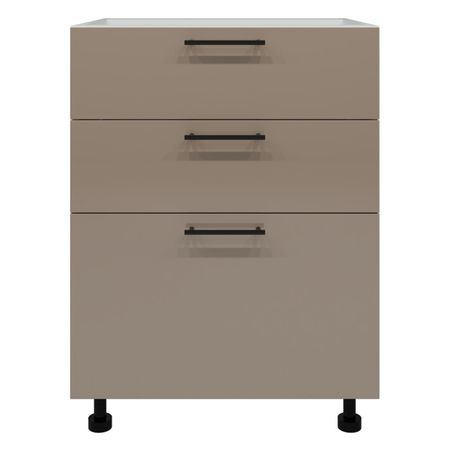 шкаф напольный Мокко глянец 820х600х504мм 3 ящика МДФ/ЛДСП