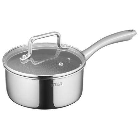 ковш TALLER Контур 1,5л 16см нерж.сталь c крышкой индукция ковш walmer stonehenge 1 3л 16см алюминий стекл крышка индукция