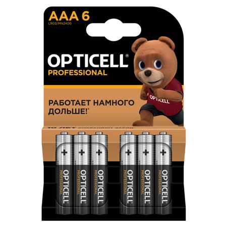 батарейка OPTICELL Профешионал 1,5В алкалиновая AAА 6шт батарейка opticell алкалиновая 9v 1 шт